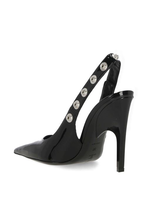 black calf leather patent finish stud embellishment THE ATTICO | 241WS775E056S100